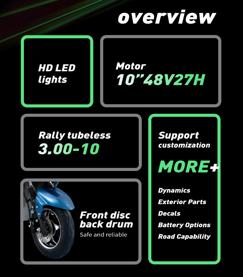 A034 10inch 600/800W 50km/H Speed Electric Moped China Supplier