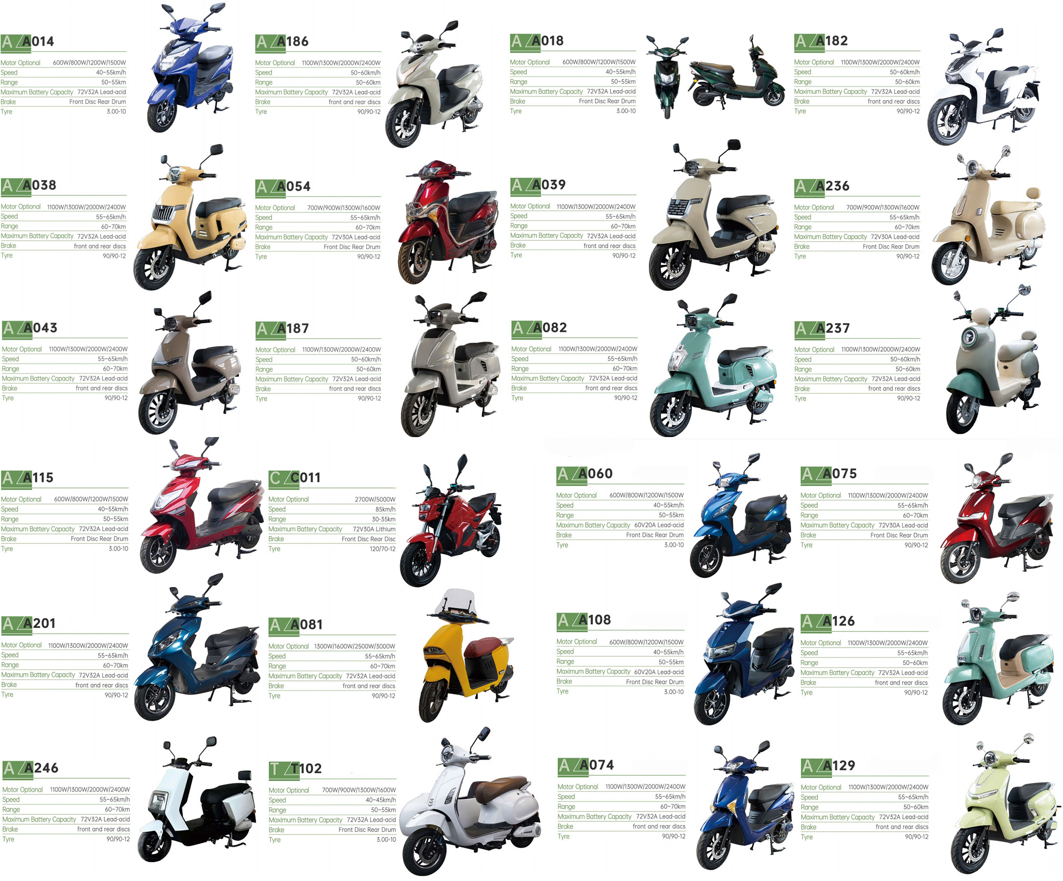A013 10inch 600/800W 50km/H Speed Chinese Electric Moped